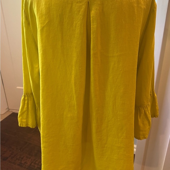 Bryn Walker Chartreuse Lagenlook High Low Hem Three-Quarter Sleeve Tunic Top XL - Picture 8 of 13